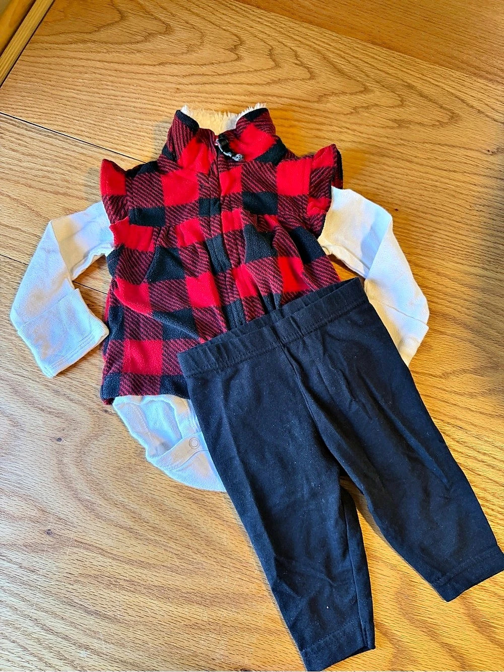 Carter's Baby 3M Red & Black Plaid Matching Set